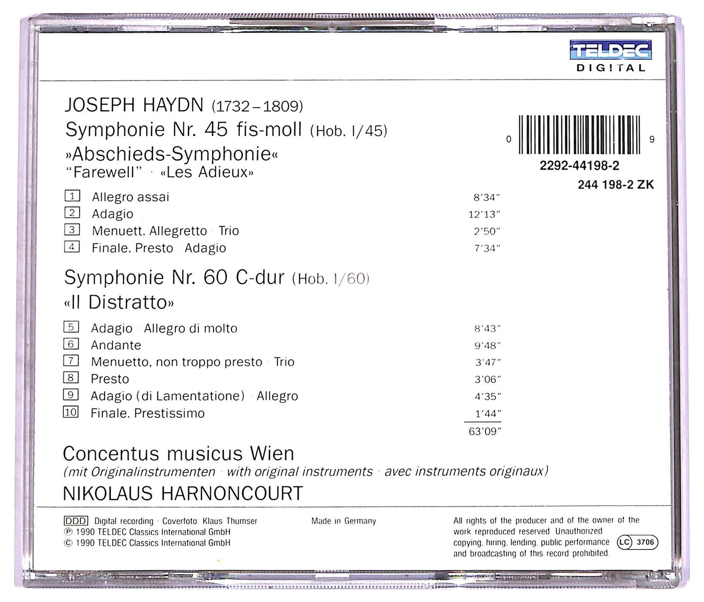 EBOND Joseph Haydn - Symphonien · Nr. 45 Abschieds-Symphonie CD CD074220