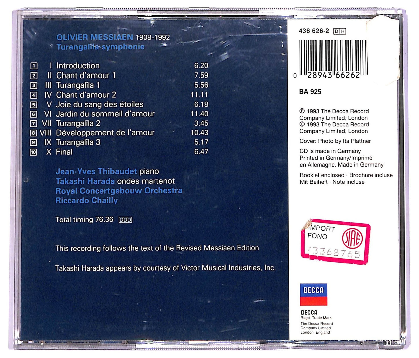 EBOND Messiaen - Turangalila-Symphonie CD CD074225