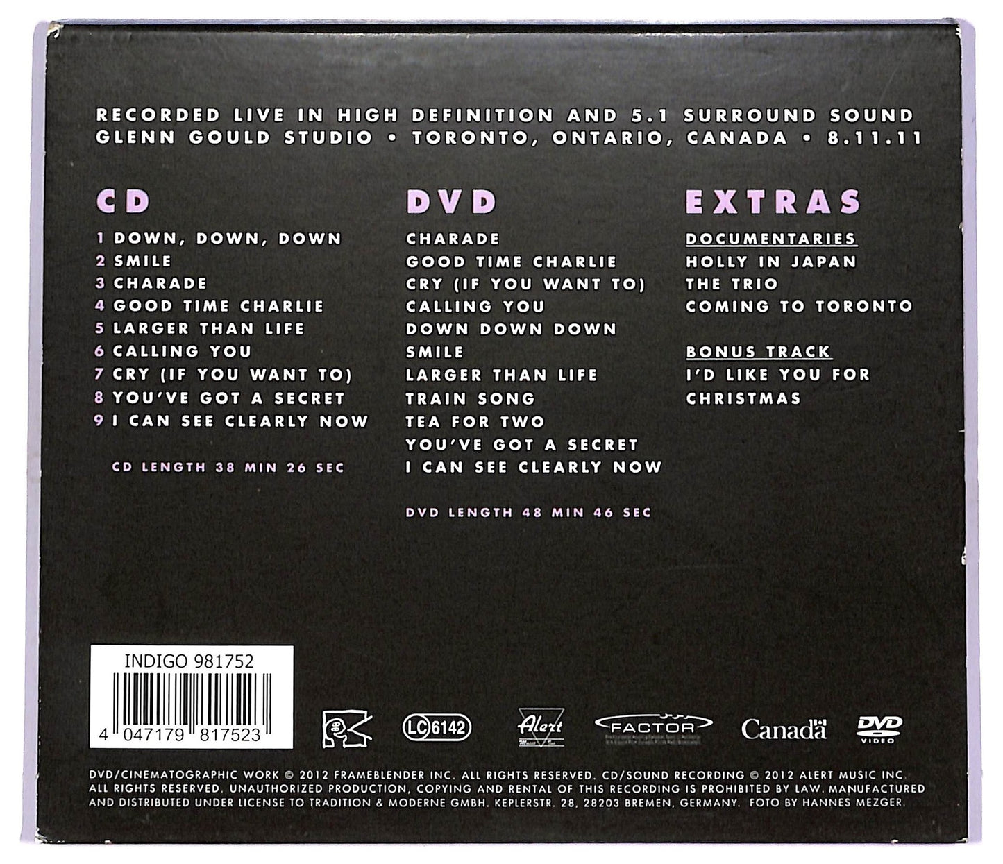 EBOND Holly Cole - Steal The Night: Live At The Glenn Gould Studio CD CD074310