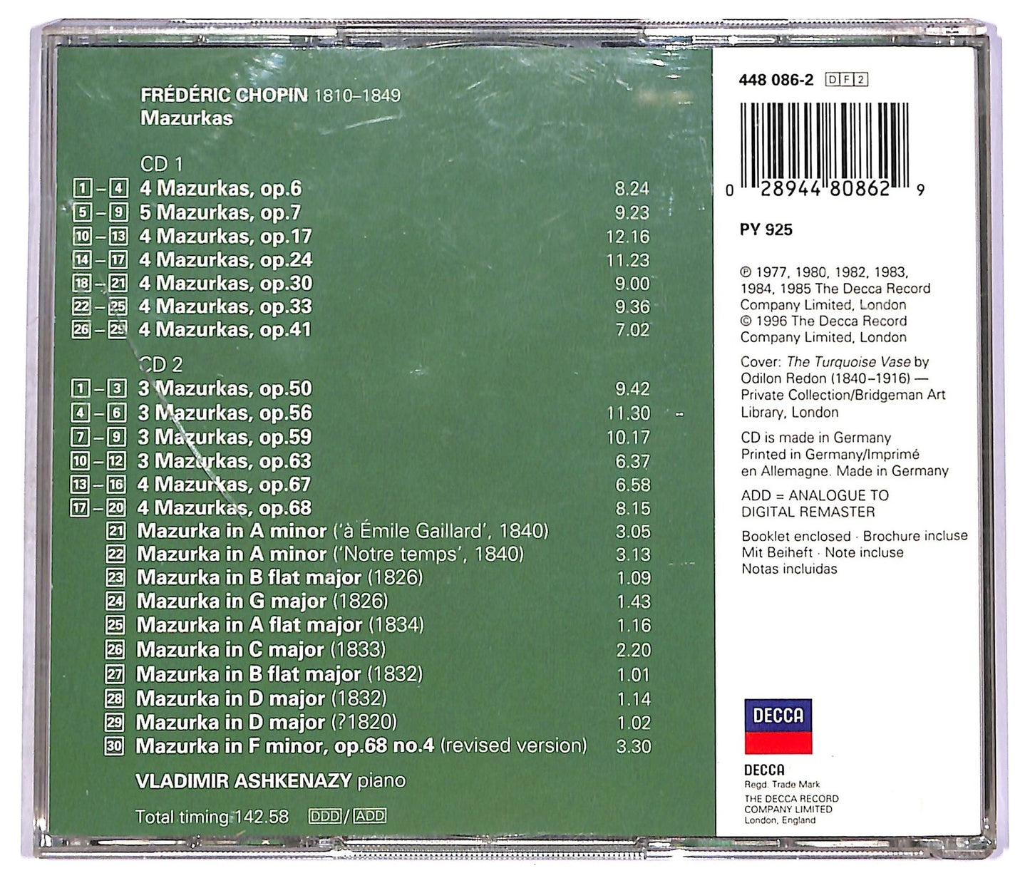 EBOND Chopin , Vladimir Ashkenazy - Mazurkas CD CD074329