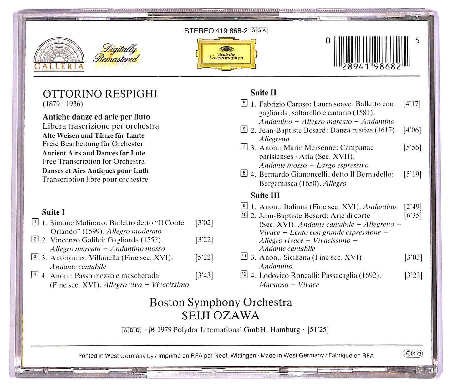 EBOND Ottorino Respighi - Antiche Danze Ed Arie CD CD074556