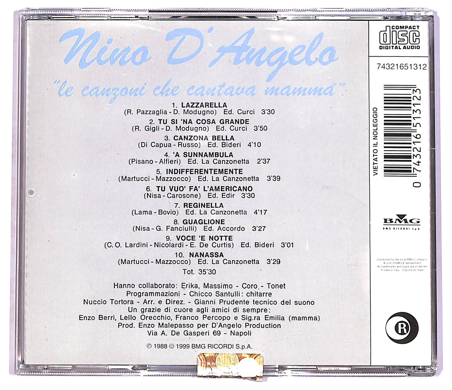 EBOND Nino D'Angelo - Le Canzoni Che Cantava Mamma CD CD074724