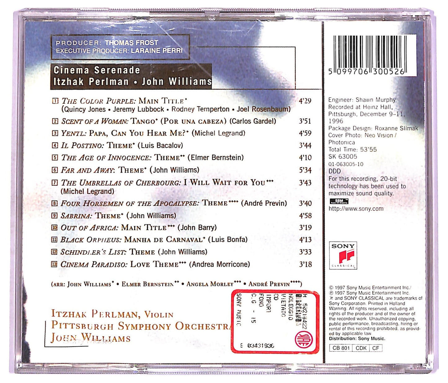EBOND Perlman - Williams - Pittsburgh Symphony Orchestra - Cinema Serenade CD CD074840
