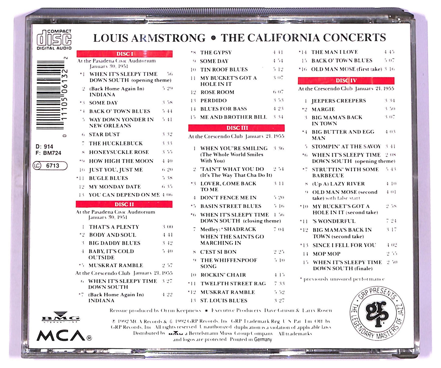 EBOND Louis Armstrong - The California Concerts CD CD074841