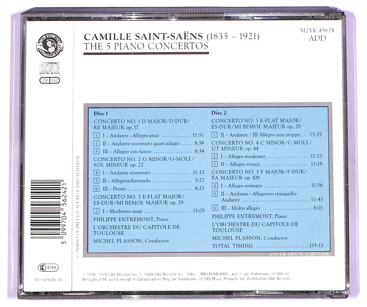 EBOND Saint-Saens , Philippe Entremont - The 5 Piano Concertos CD CD074844