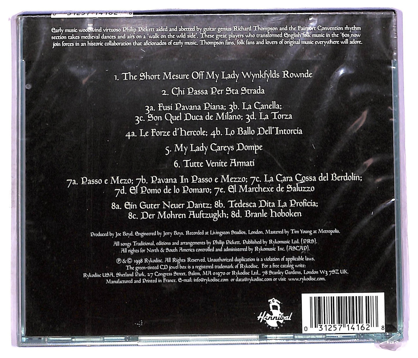 EBOND Mr Philip Pickett With Mr Richard Thompson - The Bones Of All Men CD CD075010