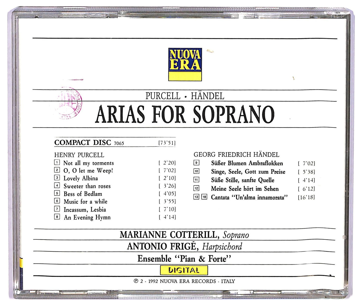 EBOND Purcell Handel - Arias for Soprano CD CD075206