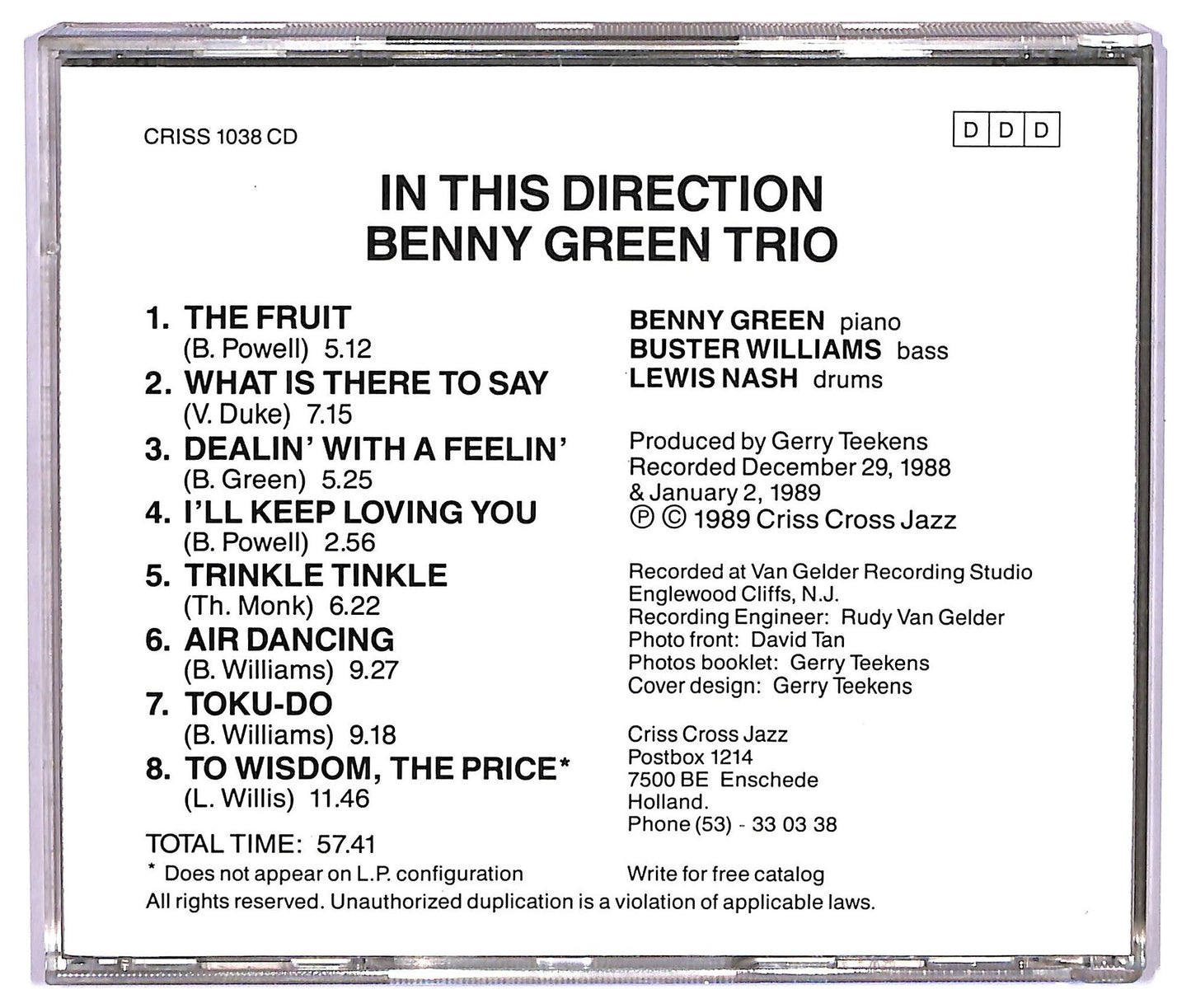 EBOND Benny Green Trio Feat Buster Williams & Lewis Nash - In This Direction CD CD075208