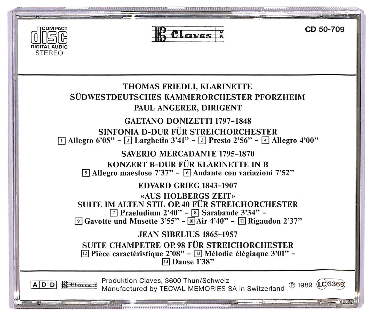 EBOND Thomas Friedli Klarinette -Donizetti Mercadante Grieg CD CD075209
