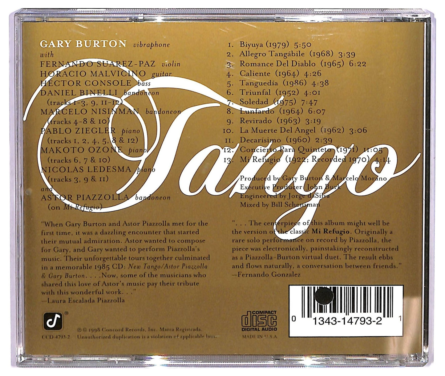 EBOND Gary Burton - Astor Piazzolla Reunion - A Tango Excursion CD CD075210