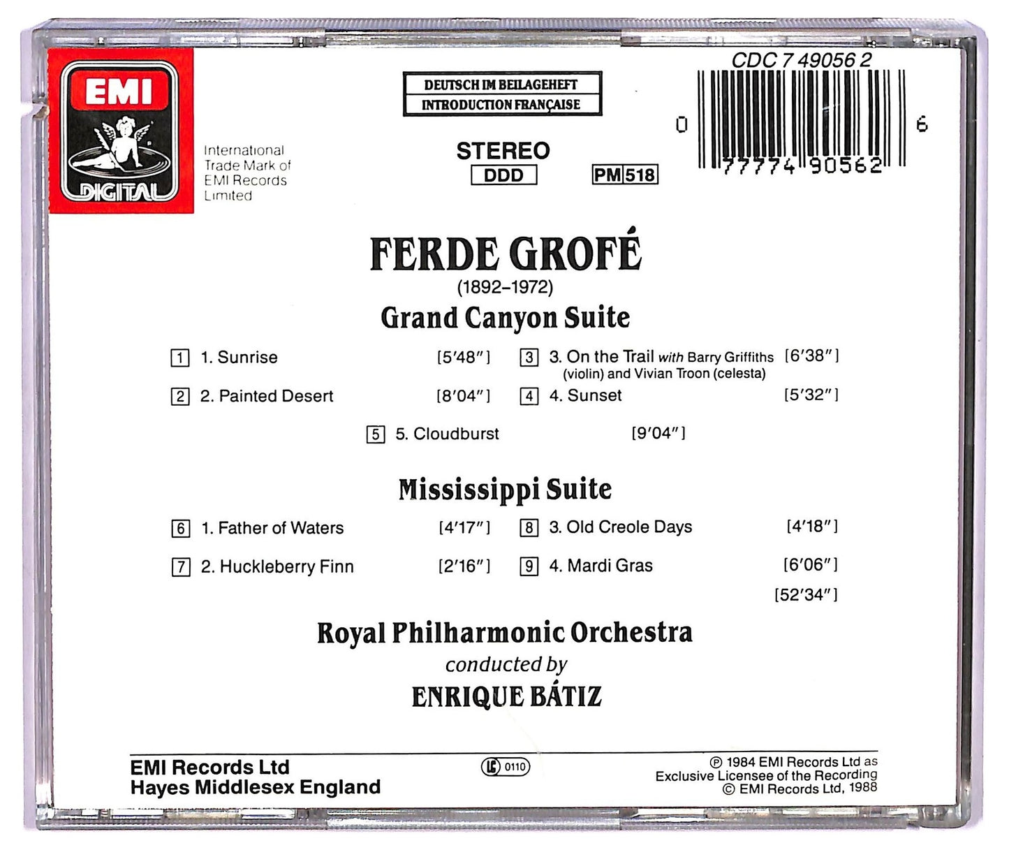EBOND Grofe - Grand Canyon Suite - Mississippi Suite CD CD075213