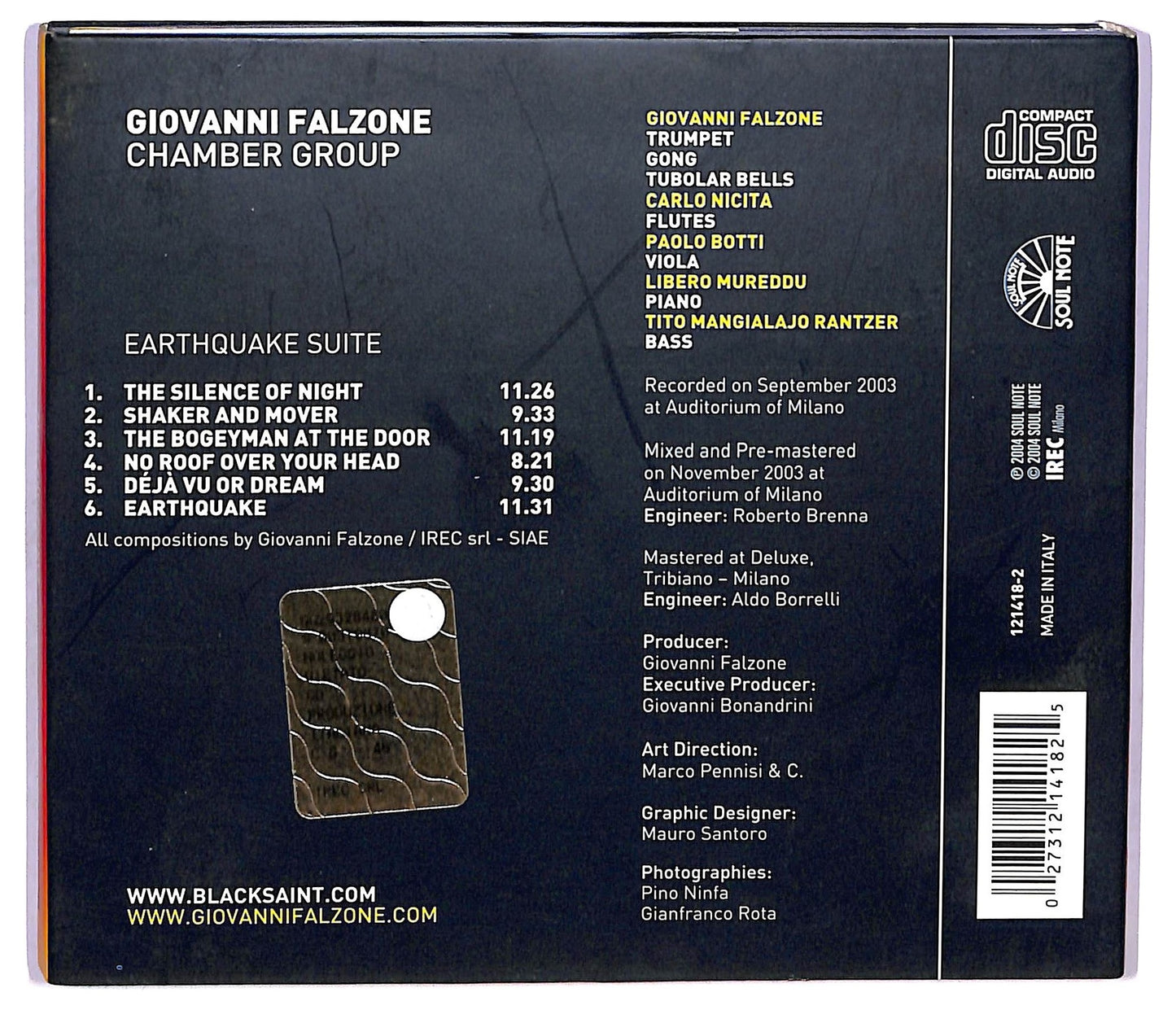 EBOND Giovanni Falzone Chamber Group - Earthquake Suite CD CD075253