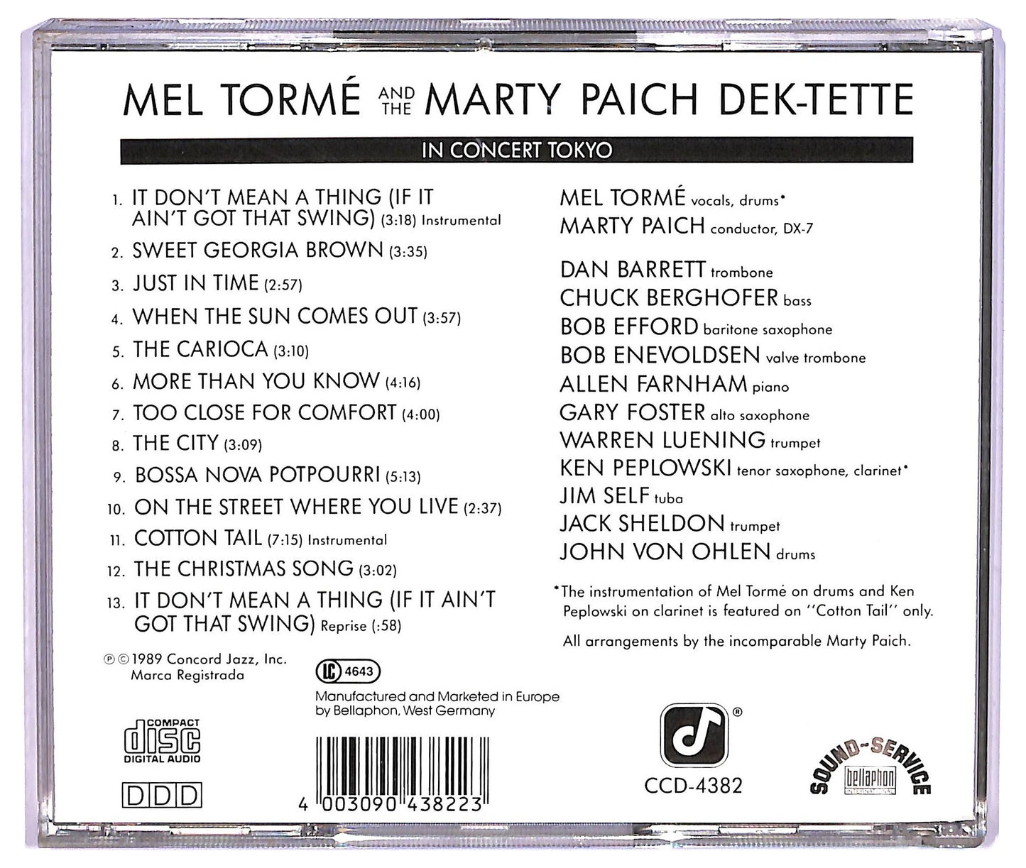 EBOND Mel Torme And The Marty Paich Dek-Tette - In Concert Tokyo CD CD075317