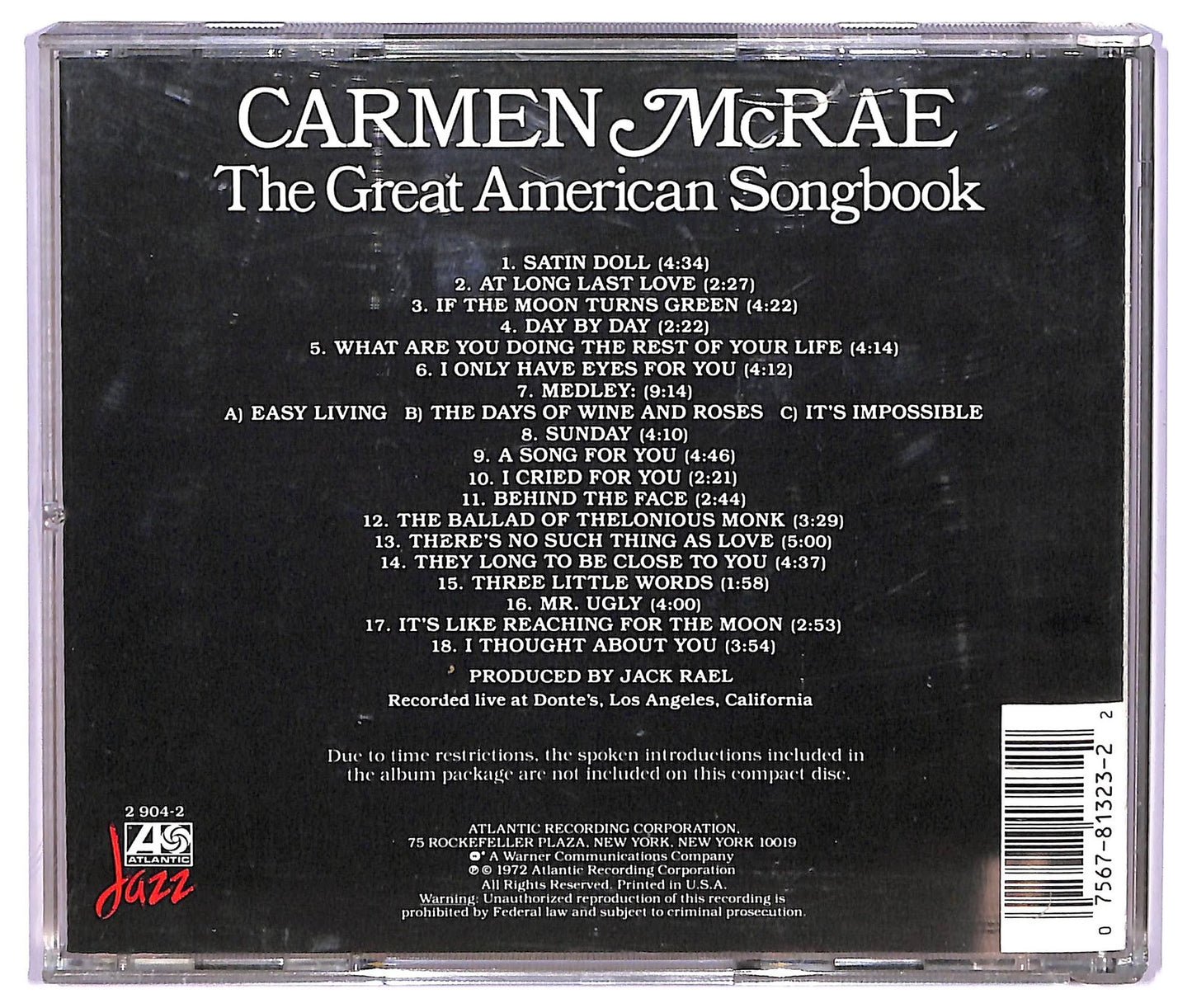 EBOND Carmen McRae - The Great American Songbook CD CD075319