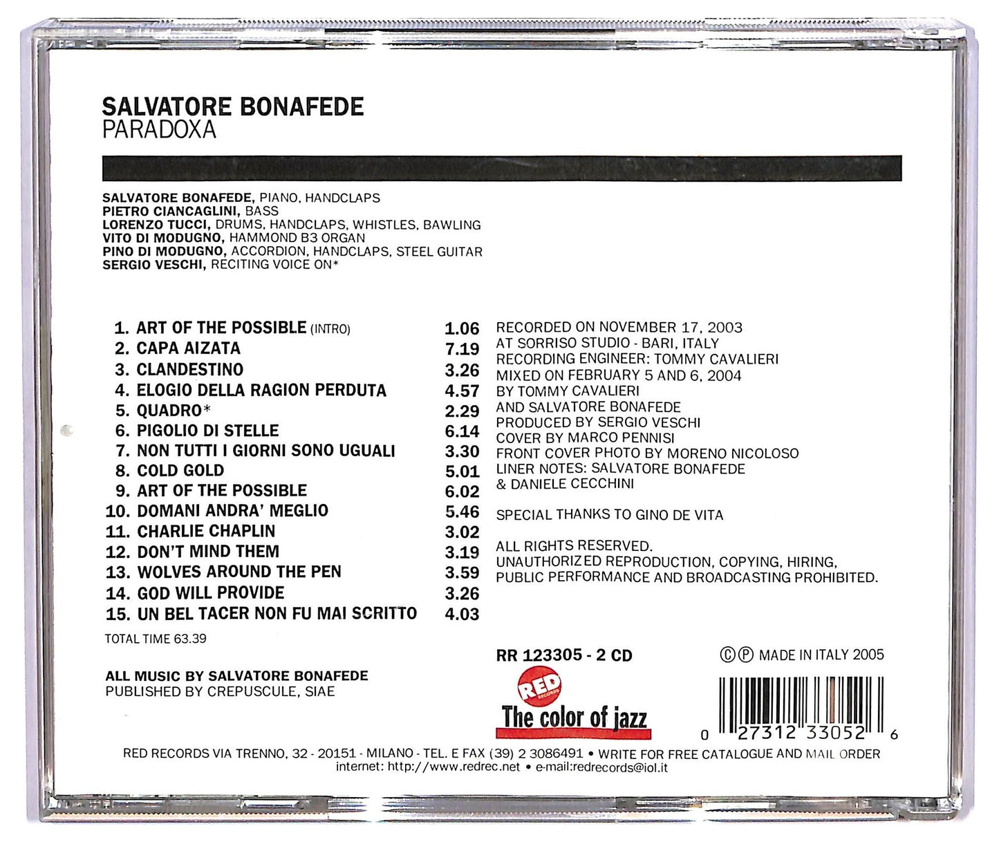 EBOND Salvatore Bonafede - Paradoxa CD CD075421