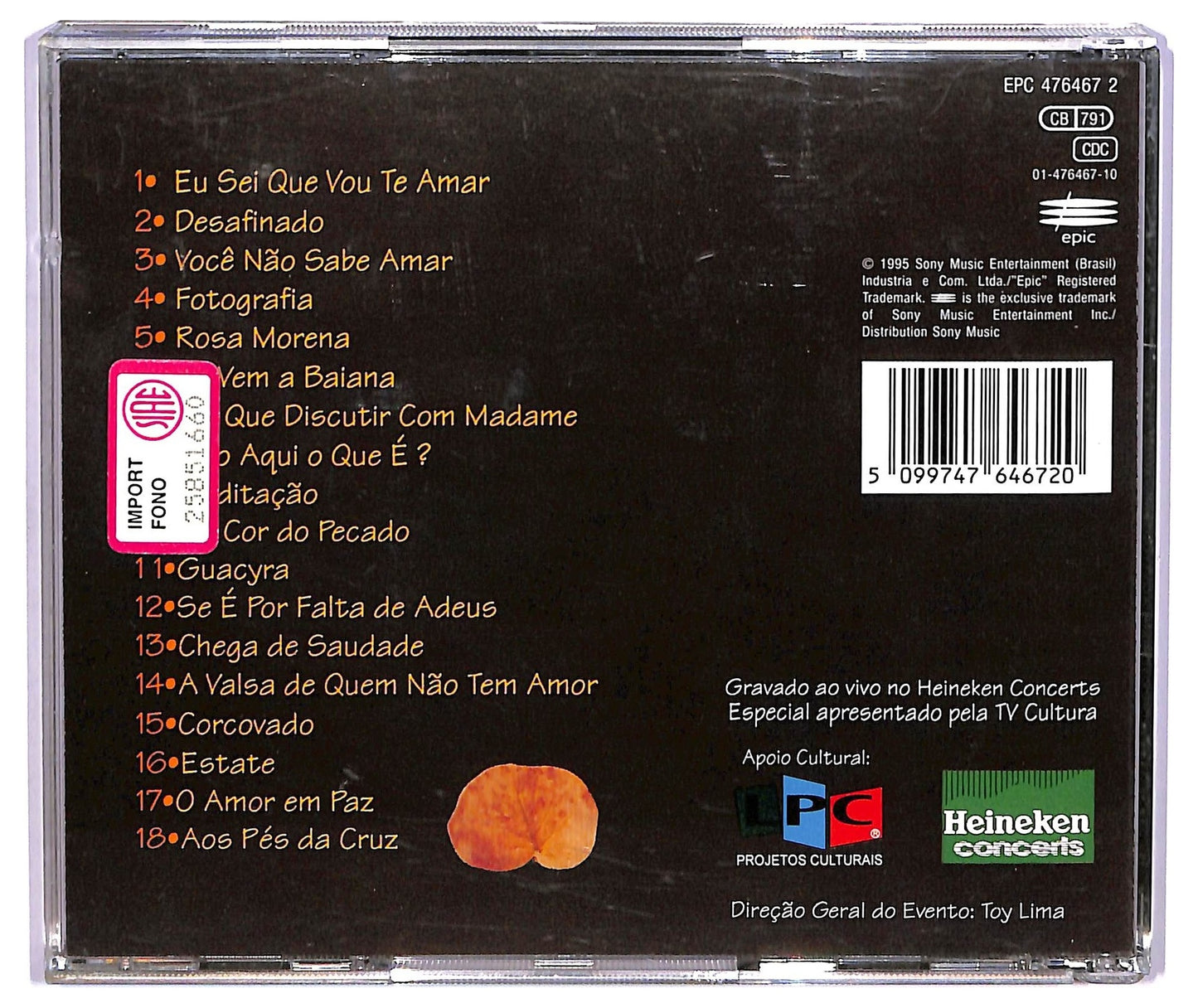 EBOND Joao Gilberto - Ao Vivo - Eu Sei Que Vou Te Amar CD CD075447