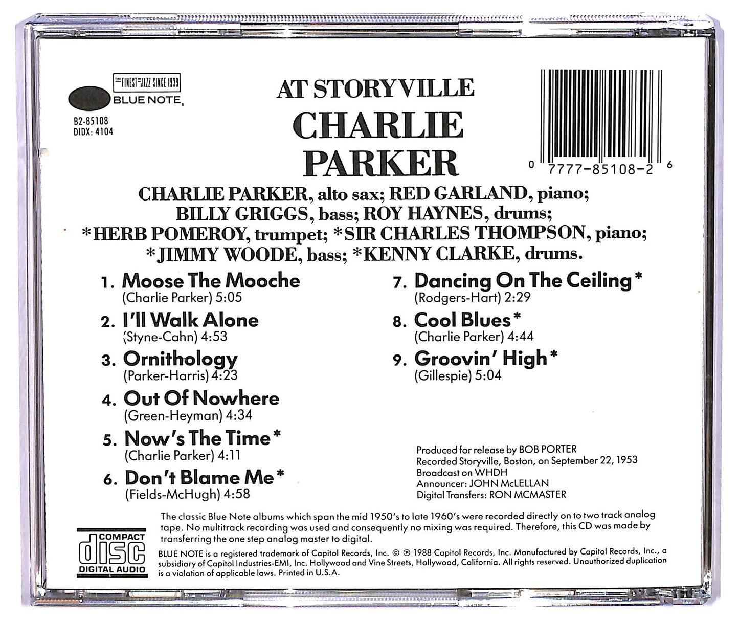 EBOND Charlie Parker - At Storyville CD CD075521
