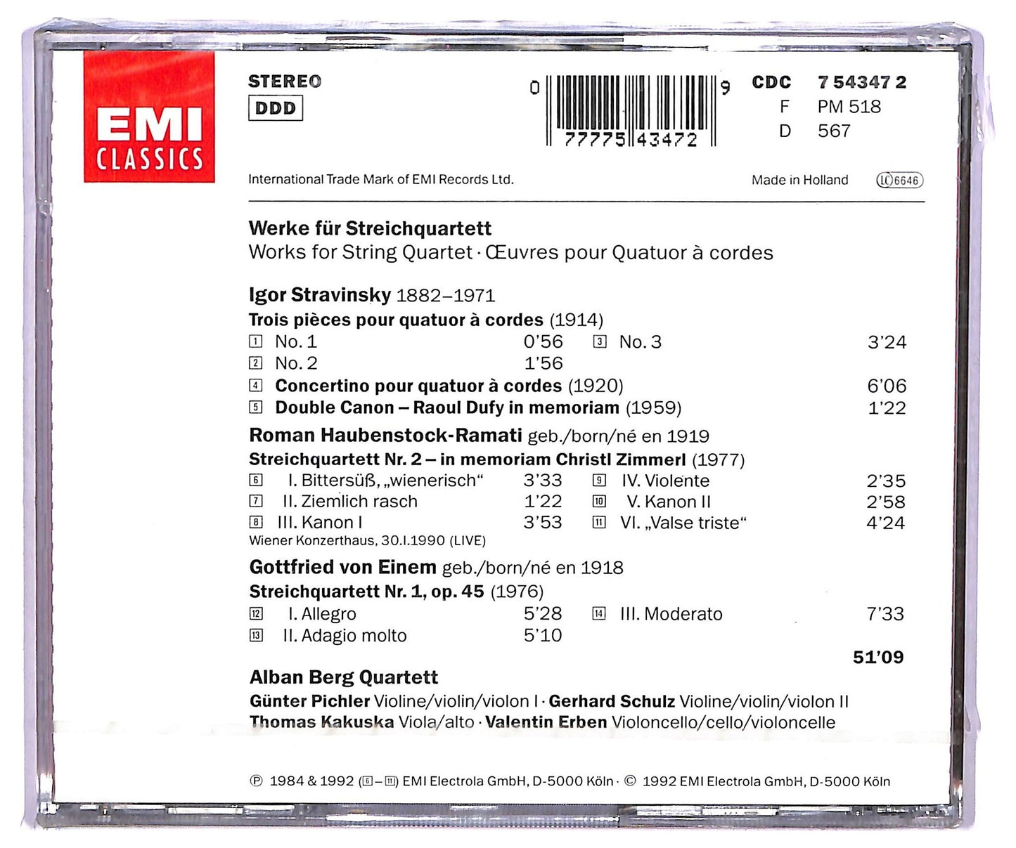 EBOND Stravinsky - Works For String Quartet CD CD075536