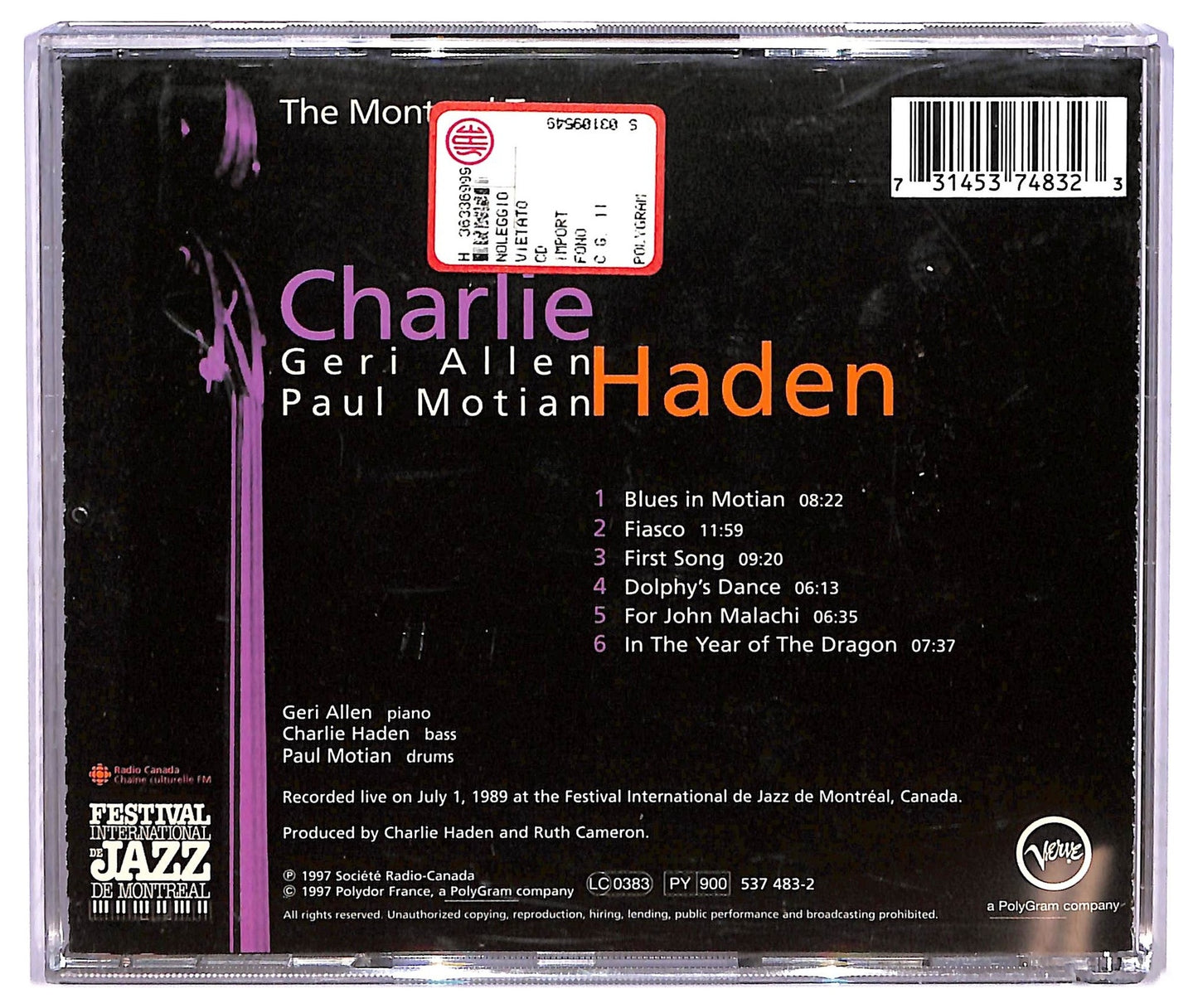 EBOND Charlie Haden With Geri Allen And Paul Motian - The Montreal Tapes CD CD075545