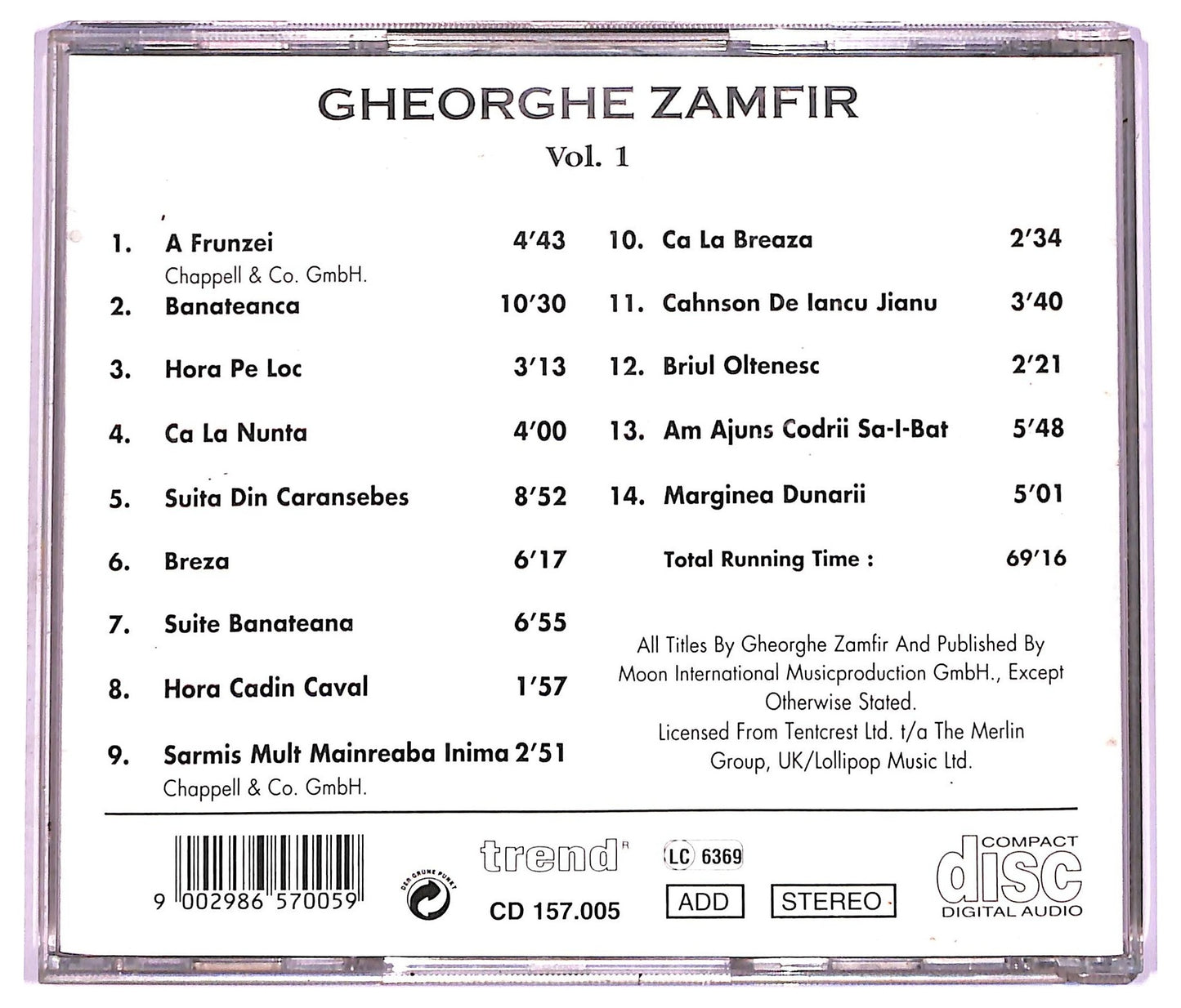 EBOND Gheorghe Zamfir - Gheorghe Zamfir Vol. 1 CD CD075965