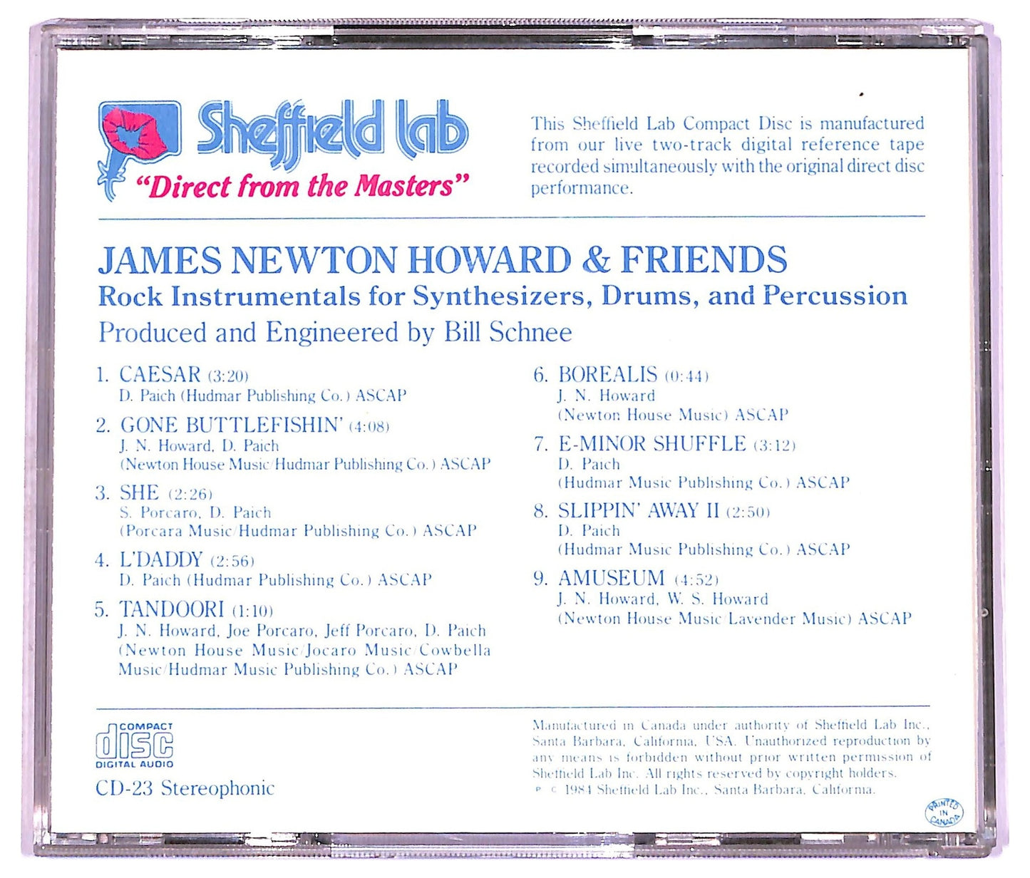 EBOND James Newton Howard & Friends - Rock Instrumentals For Synthesizers CD CD076108