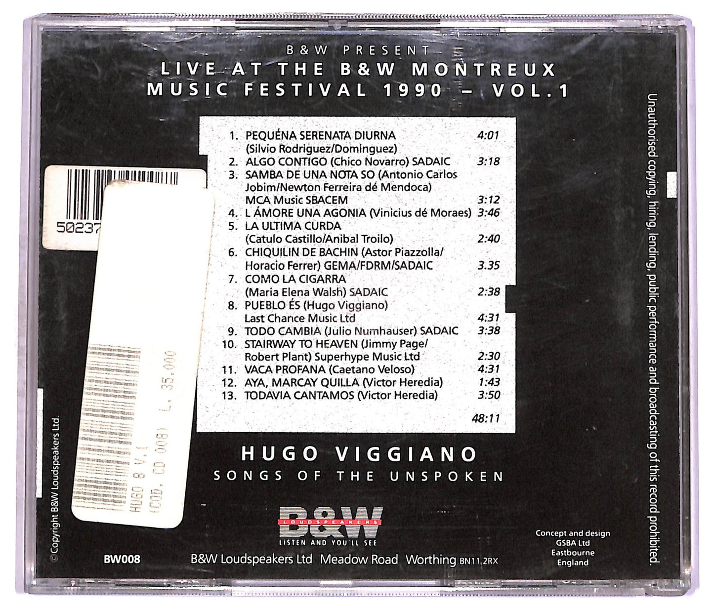 EBOND Hugo Viggiano - Songs Of The Unspoken Vol. 1 CD CD076450