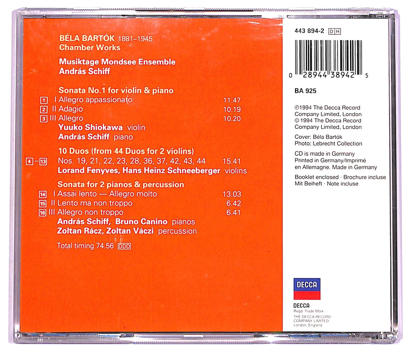 EBOND Musiktage Mondsee - Sonata No. 1 For Violin & Piano, Duos For 2 Violins CD CD076526