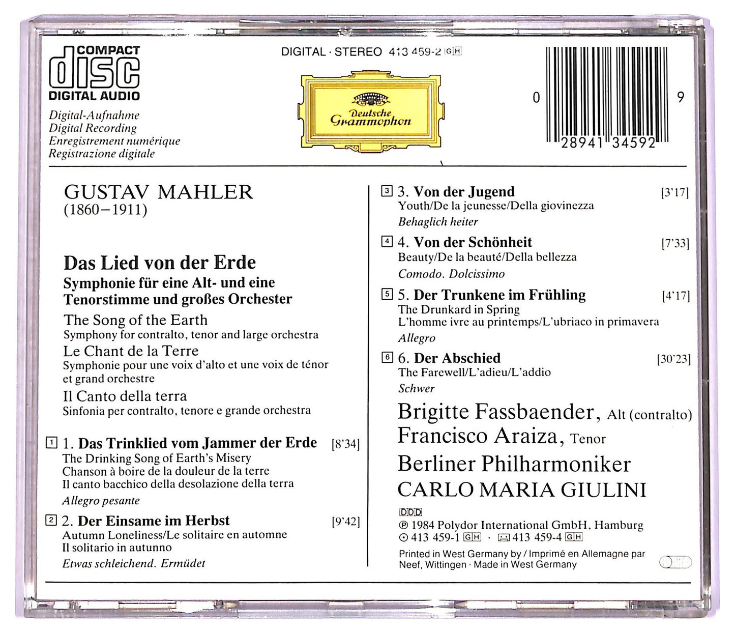 EBOND Mahler - Das Lied Von Der Erde CD CD076628