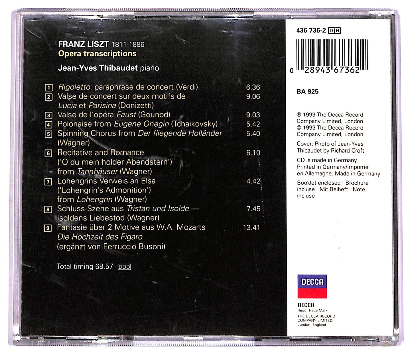 EBOND Jean-Yves Thibaudet - Liszt Transcriptions CD CD076631