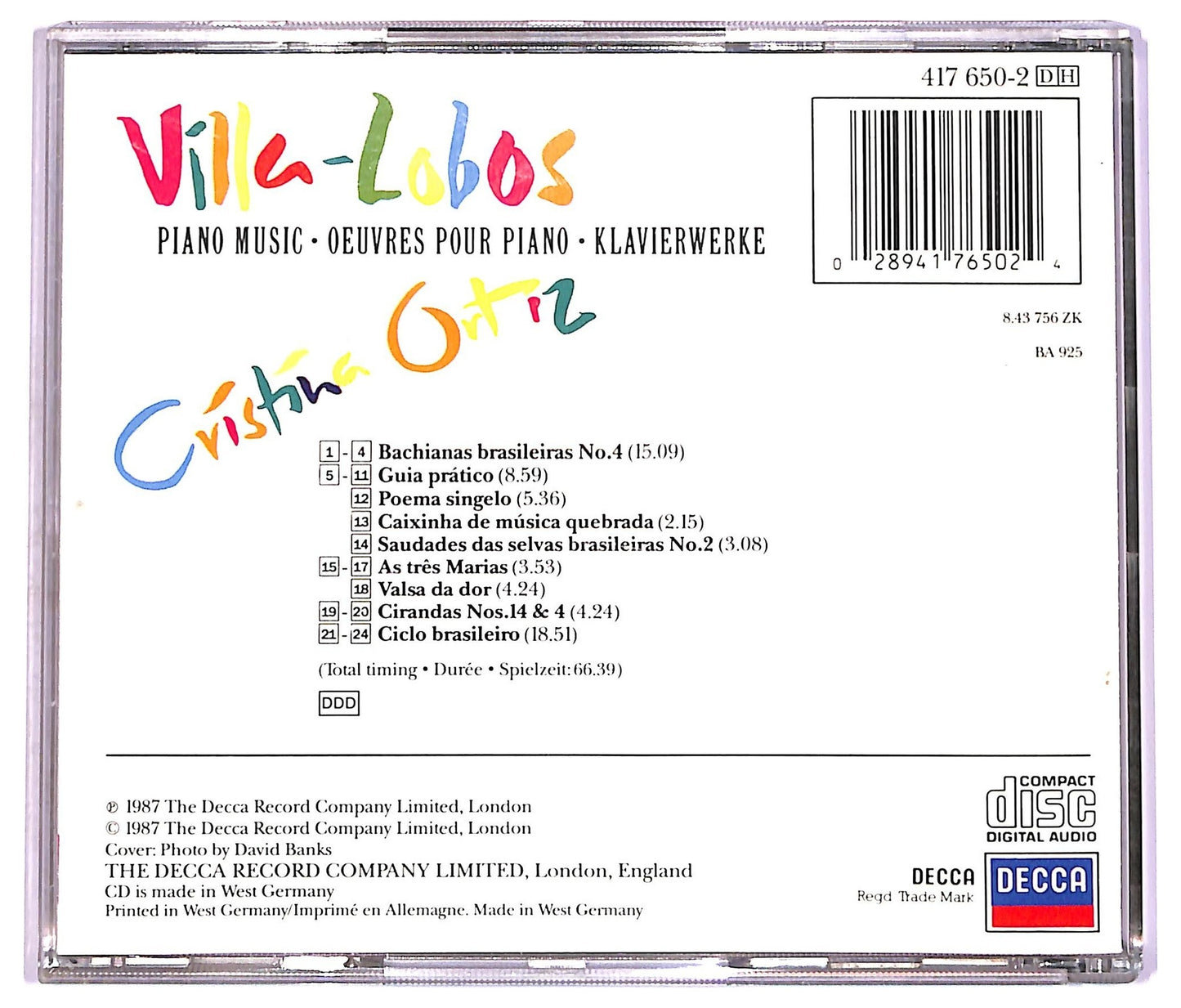 EBOND Cristina Ortiz Villa-Lobos - Villa-Lobos: Piano Music CD CD076737