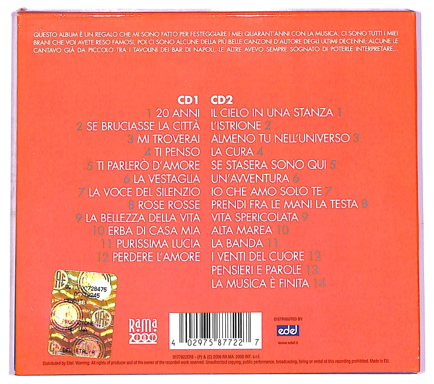 EBOND Massimo Ranieri - Canto Perche Non So Nuotare... Da 40 Anni CD CD076827