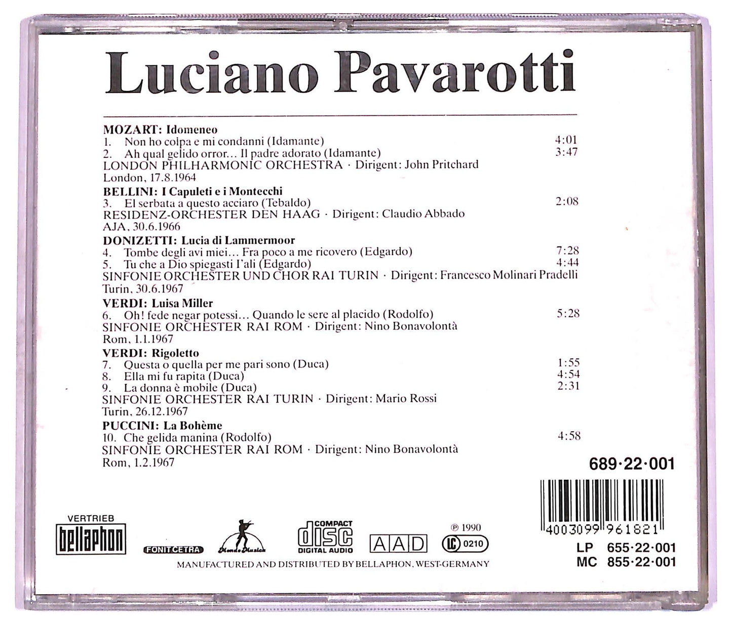 EBOND Luciano Pavarotti - Mozart Bellini Donizetti Verdi Puccini CD CD076906