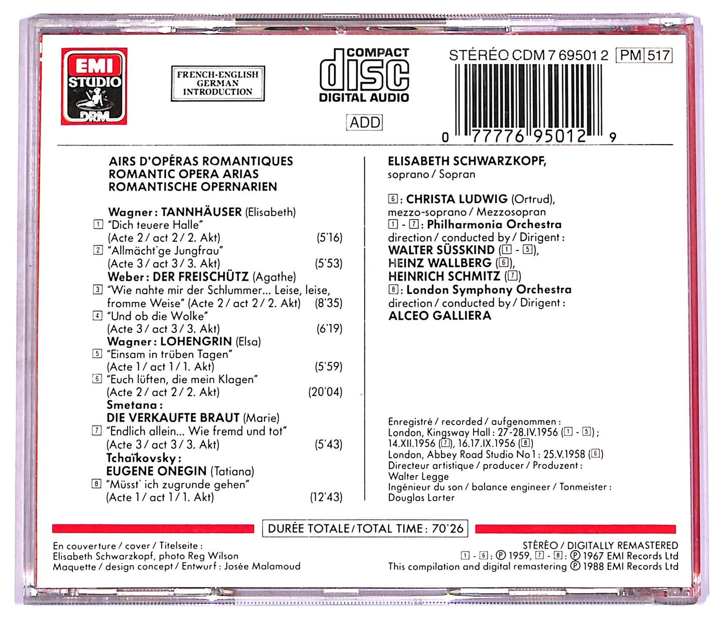 EBOND Elisabeth Schwarzkopf - Airs D'Operas Romantiques CD CD077160