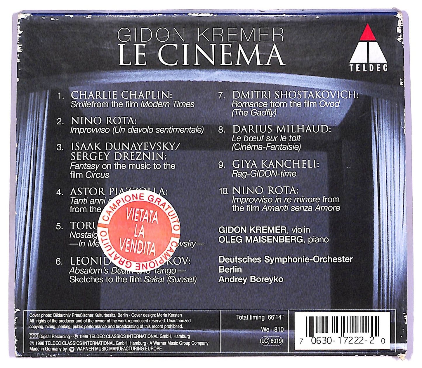 EBOND Gidon Kremer - Le Cinema CD CD077162