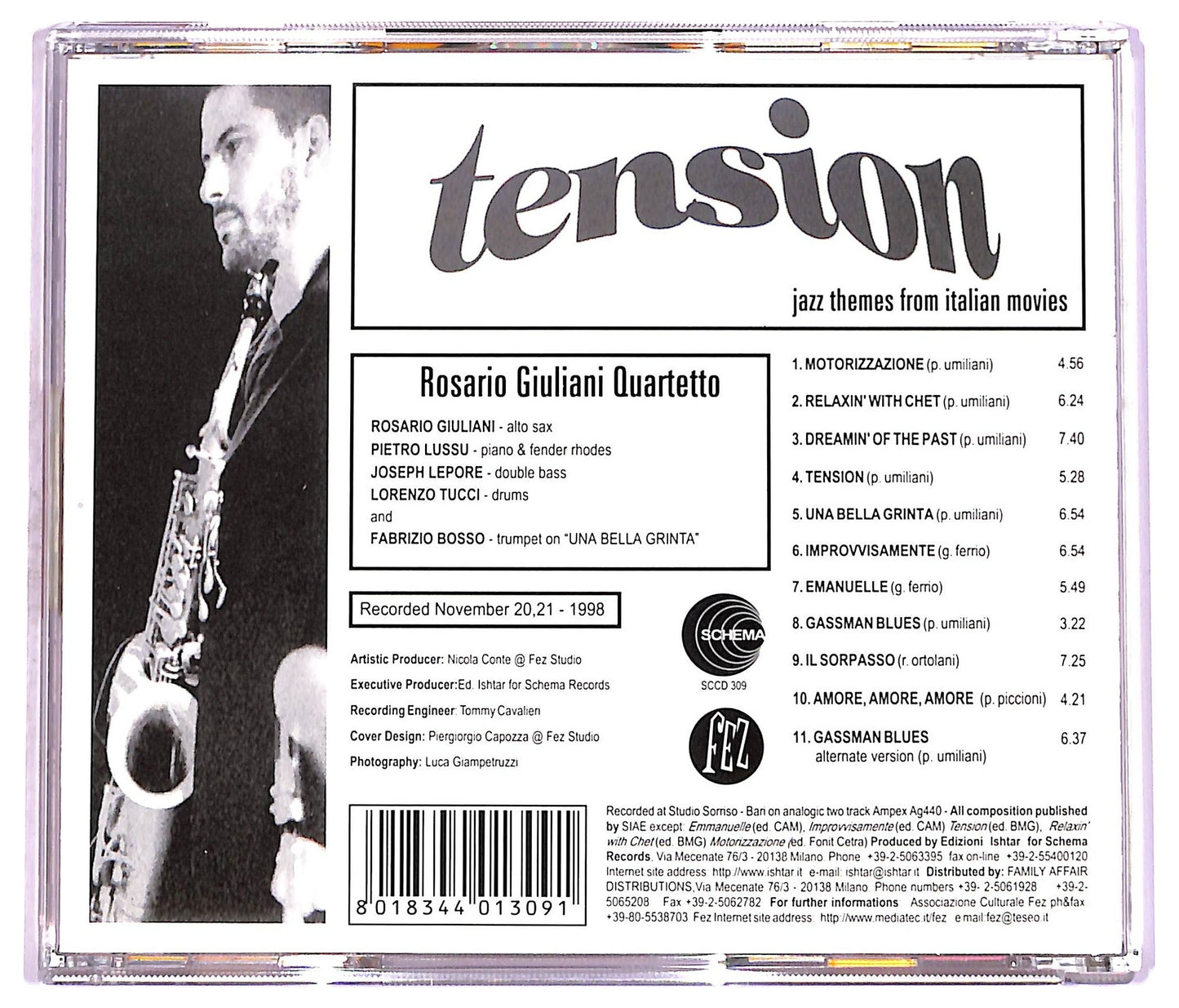 EBOND Rosario Giuliani Quartetto - Tension - Jazz Themes From Italian Movies CD CD077260