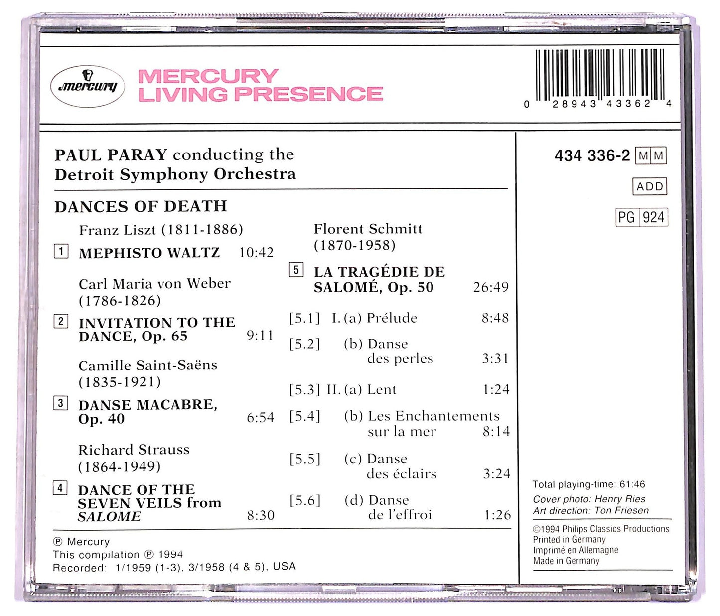 EBOND Paul Paray , Detroit Symphony Orchestra - Paul Paray Conducts Dances Of Death CD CD077351