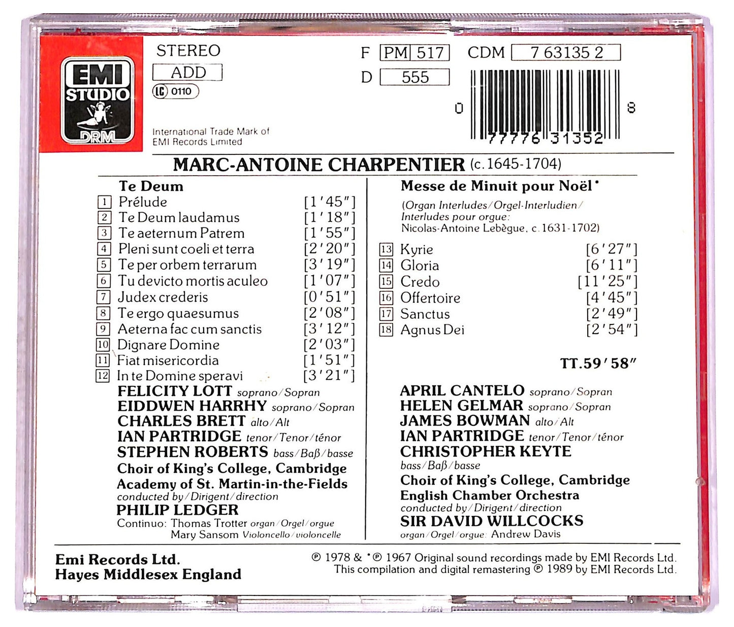 EBOND M.-A. Charpentier - Te Deum Messe De Minuit Pour Noel CD CD077405