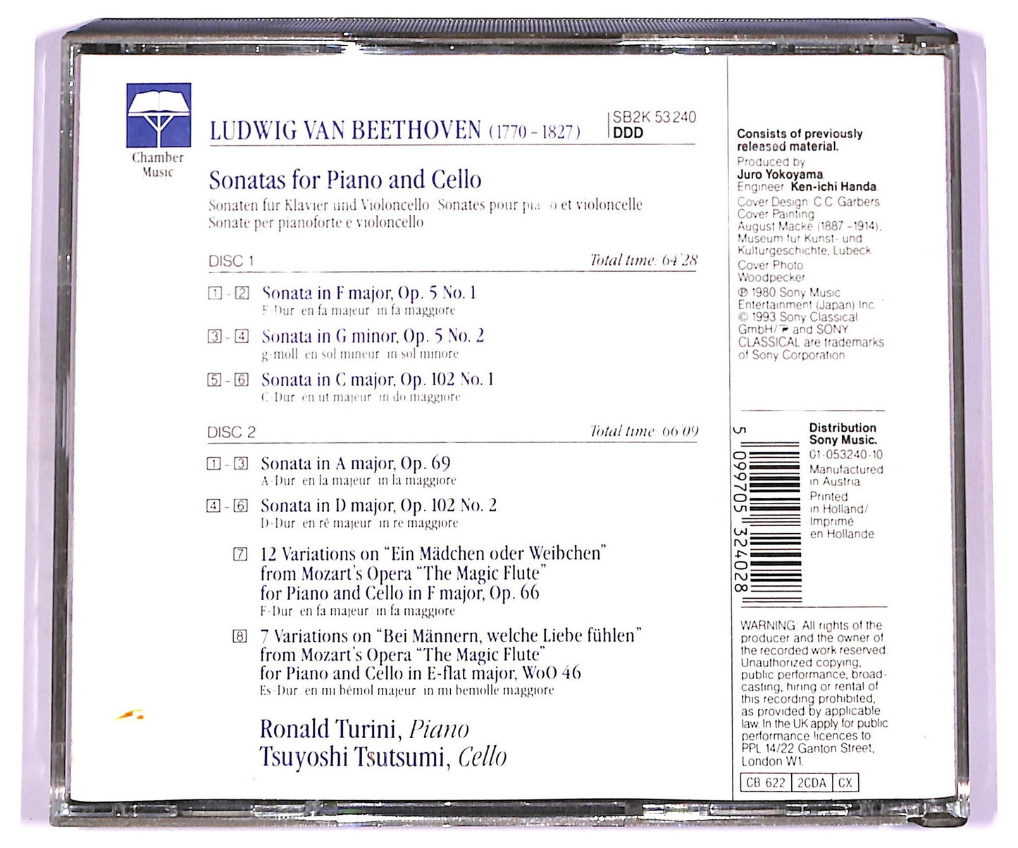 EBOND Beethoven -– Cello Sonatas Variations On Themes From The Magic Flute CD CD077418