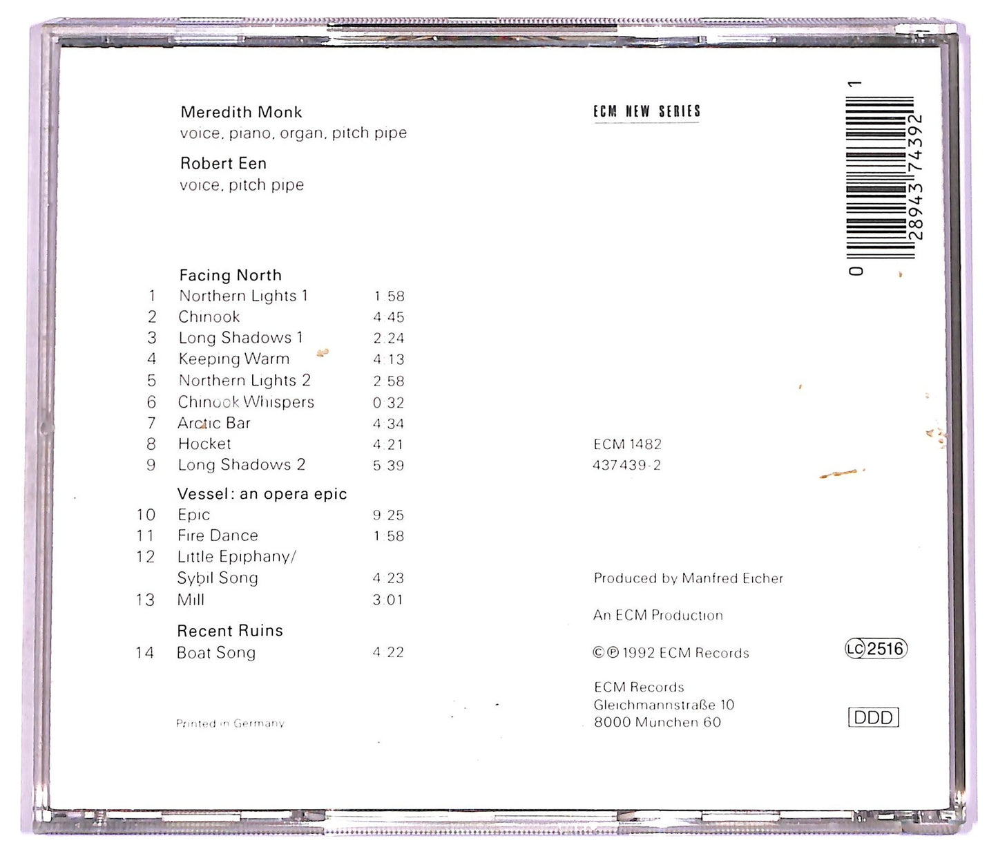 EBOND Meredith Monk W Robert Een - Facing North CD CD077441