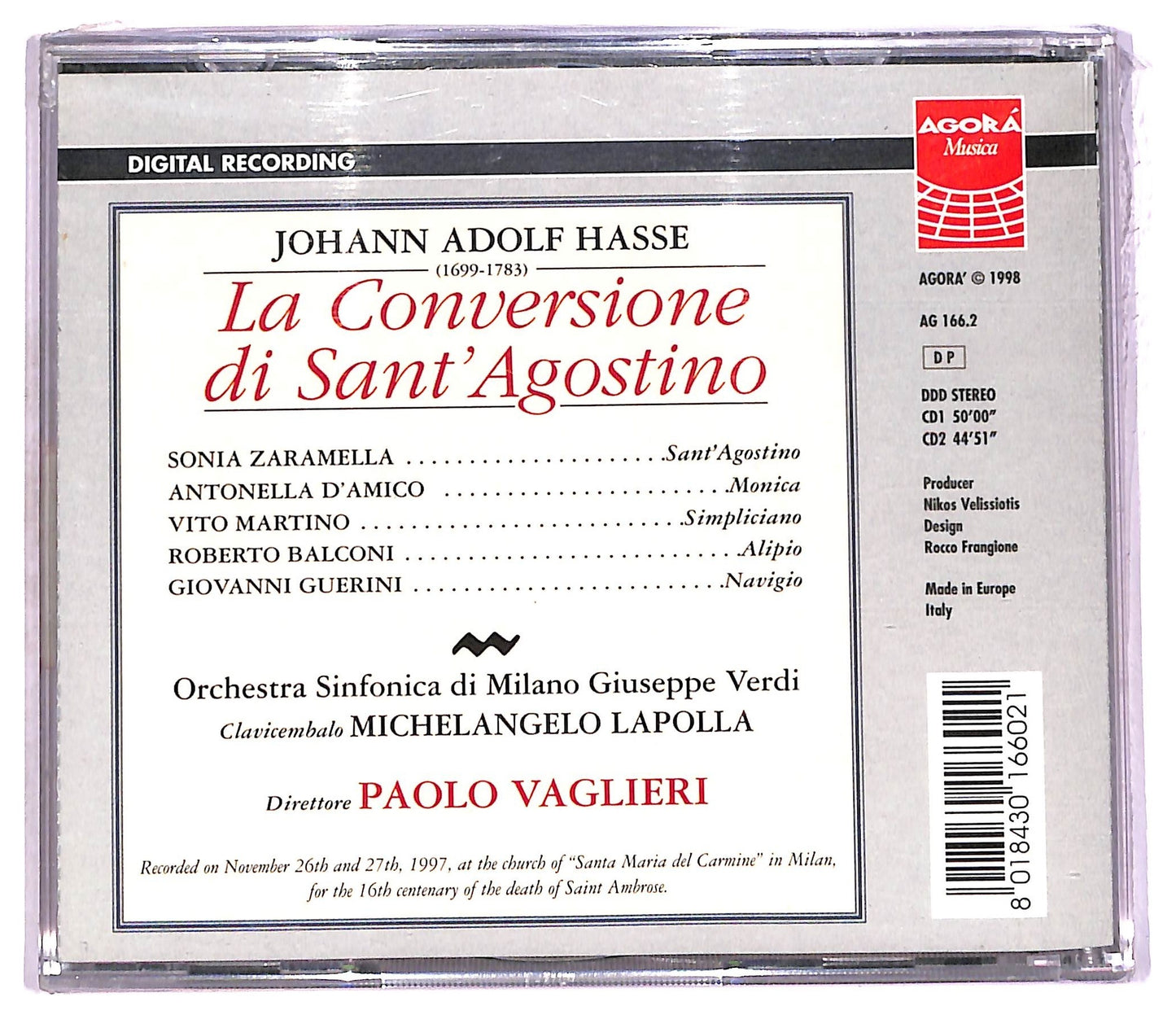 EBOND Johann Adolf Hasse - La Conversione Di Sant'Agostino CD CD077703