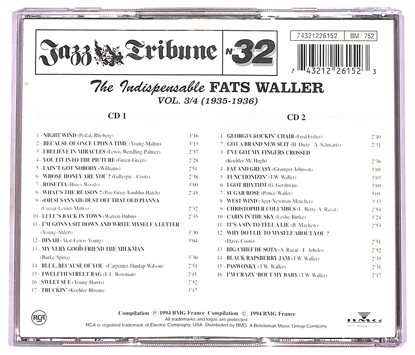 EBOND Fats Waller - The Indispensable Fats Waller Volumes 3/4 (1935-1936) CD CD077743