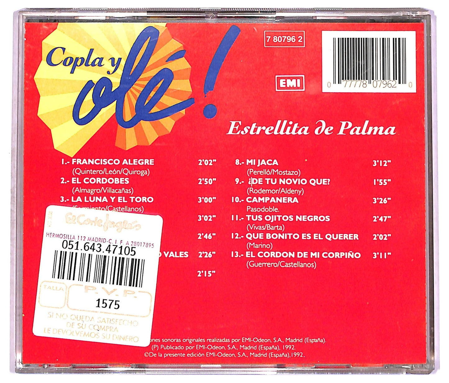 EBOND L'Estrellita de Palma - Copla Y Ole vol.8 CD CD077754