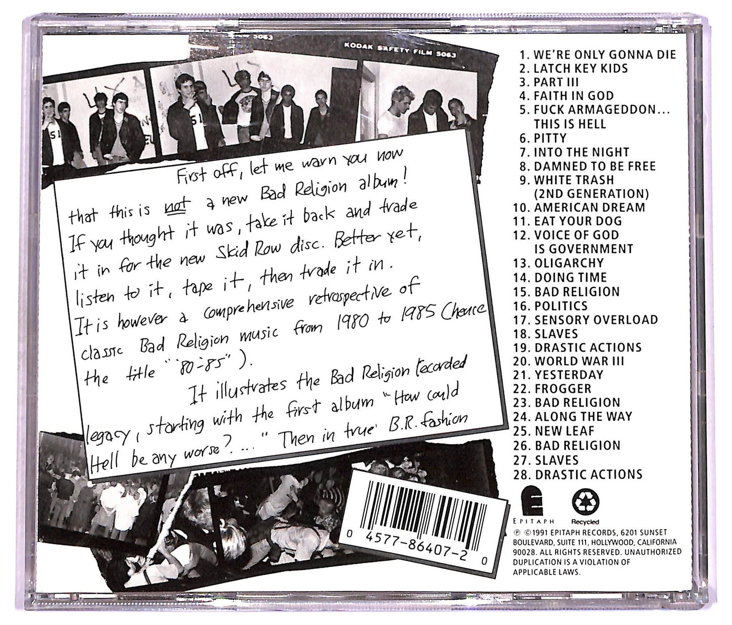 EBOND Bad Religion - 80-85 CD CD077807