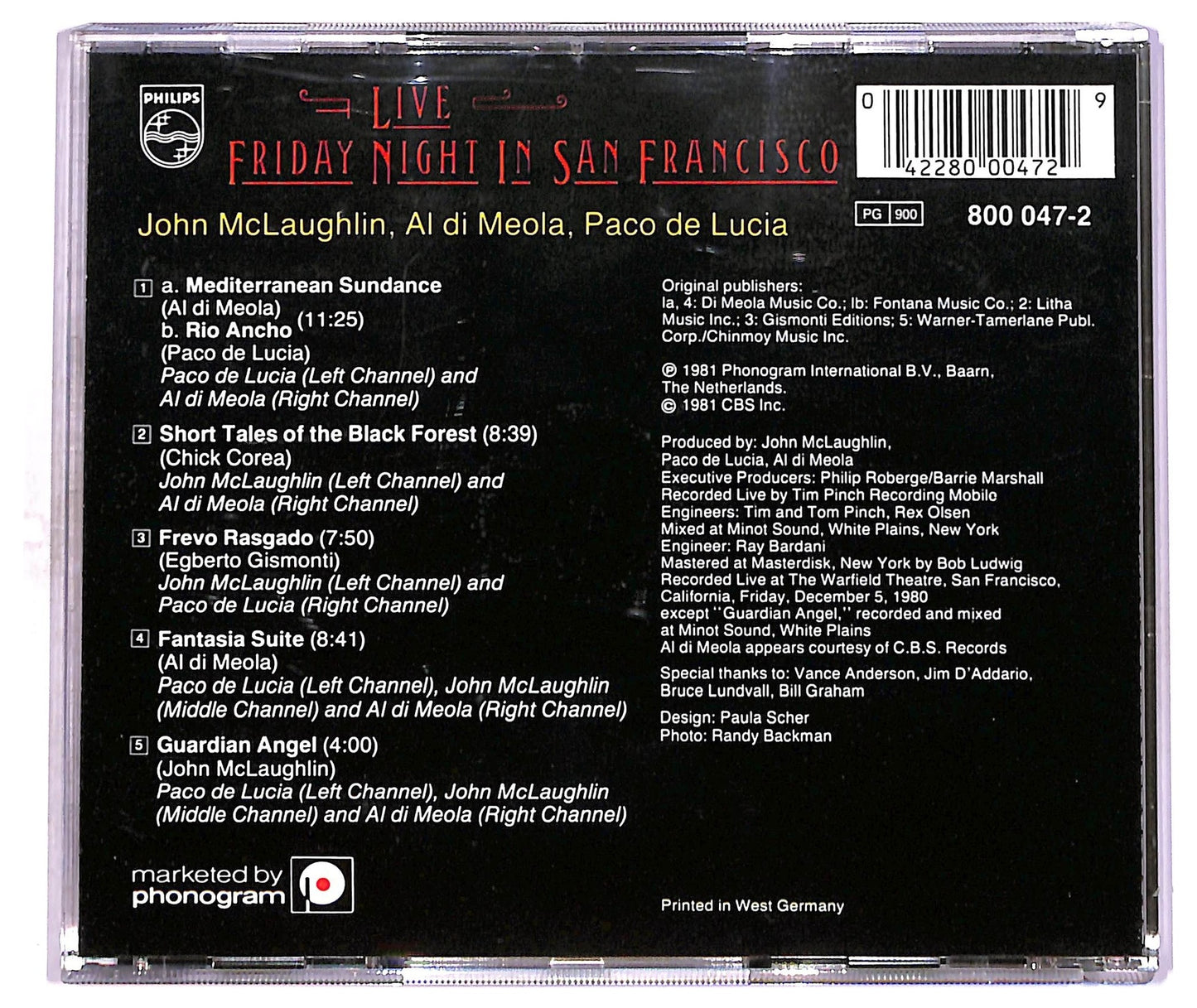 EBOND Al Di Meola - Friday Night In San Francisco CD CD077925