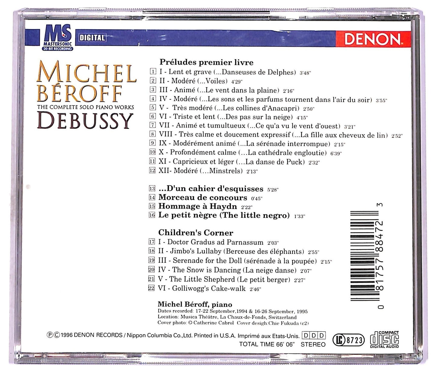 EBOND Debussy , Michel Beroff - Preludes, Book 1 CD CD077943