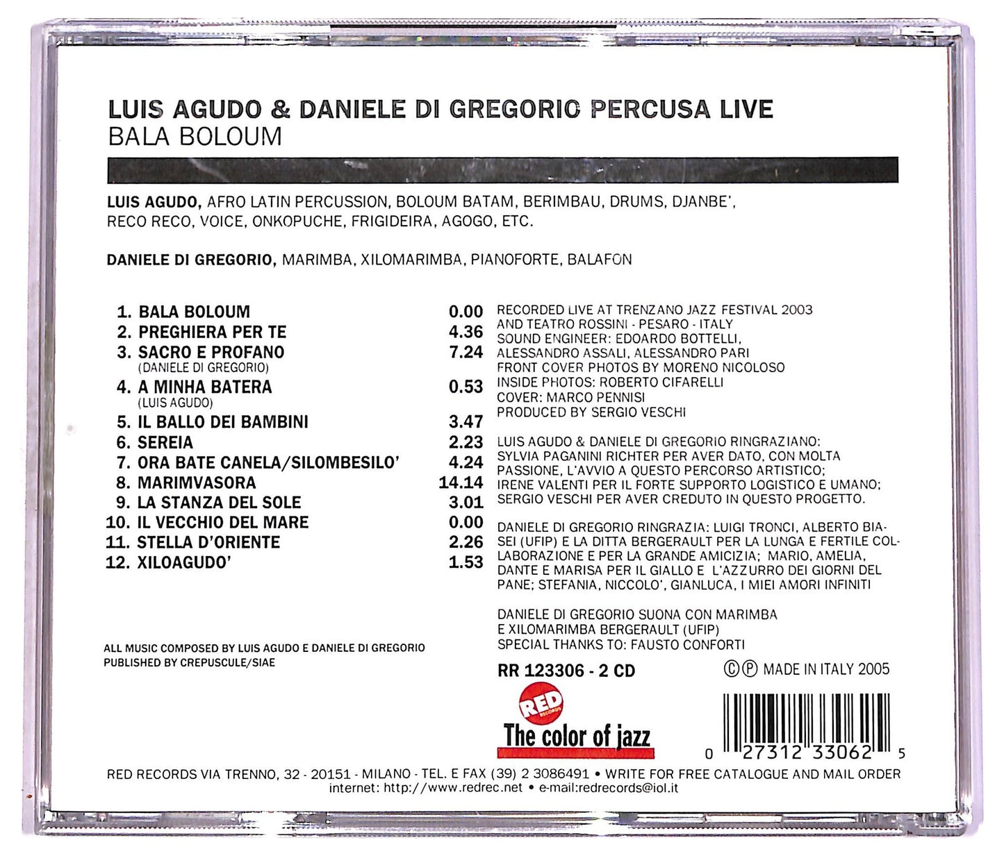 EBOND Luis Agudo , Daniele Di Gregorio - Bala Boloum - Percusa Live CD CD078023