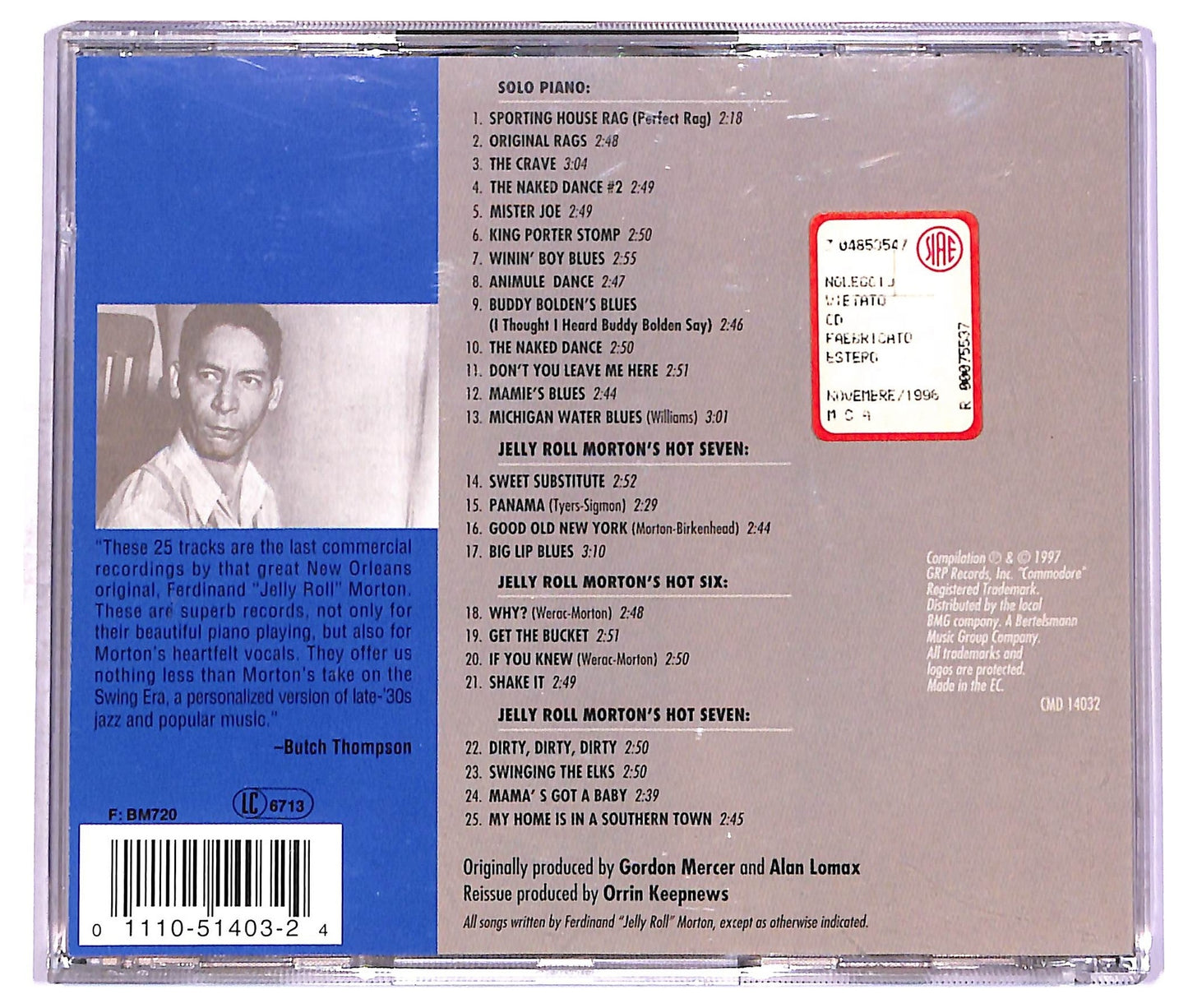 EBOND Jelly Roll Morton - Last Sessions (The Complete General Recordings) CD CD078120