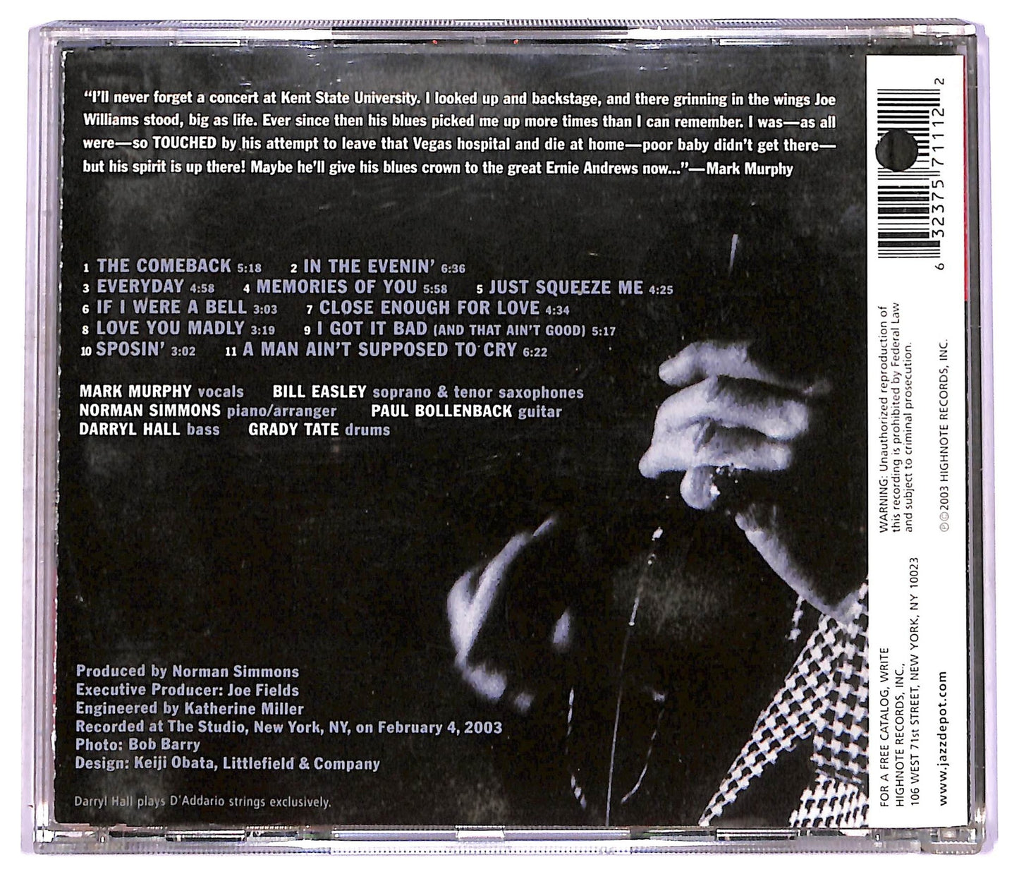 EBOND Mark Murphy - Memories Of You: Remembering Joe Williams CD CD078145