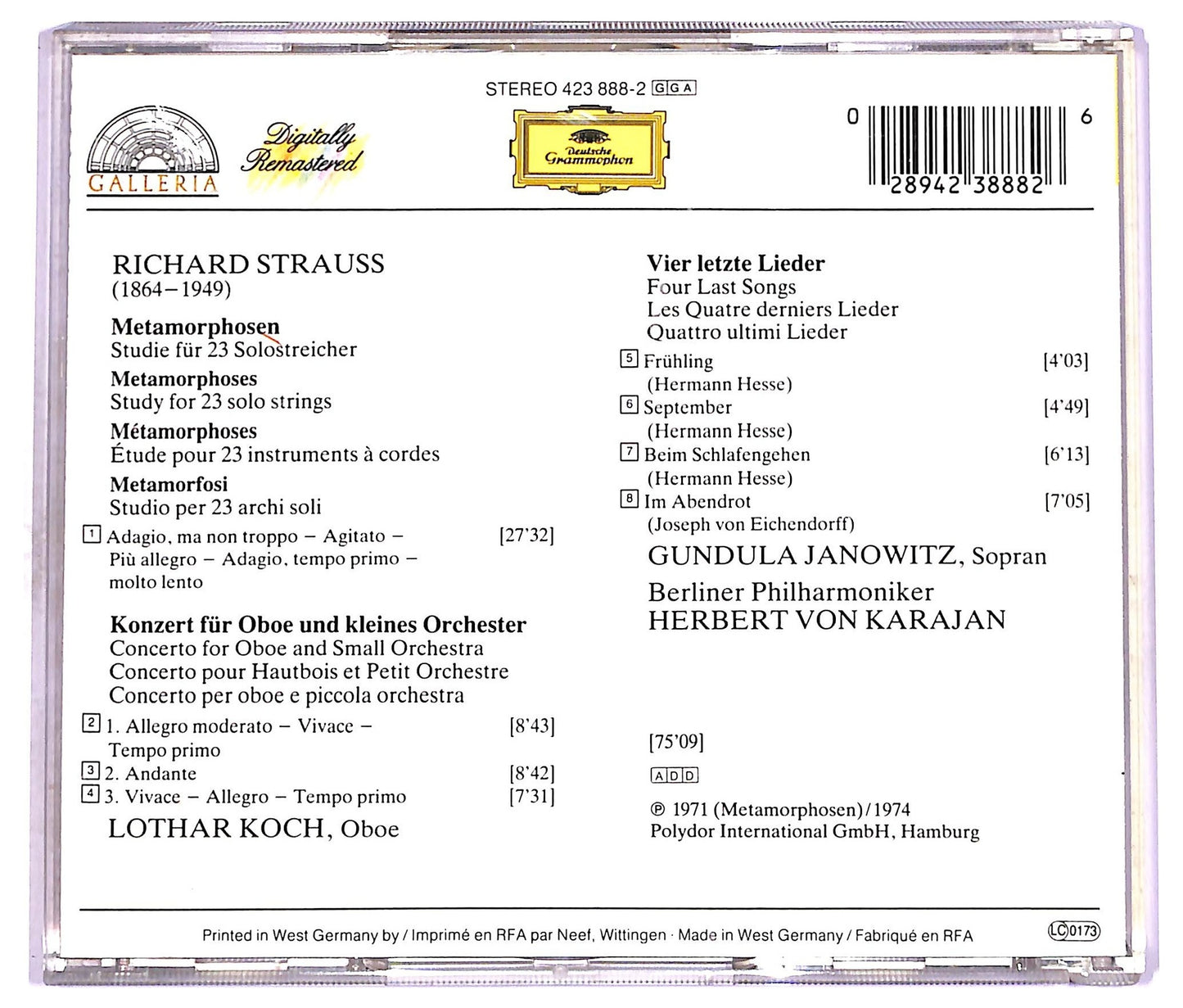EBOND Richard Strauss - Vier Letze Lieder - Metamorphosen Oboenkonzert CD CD078149