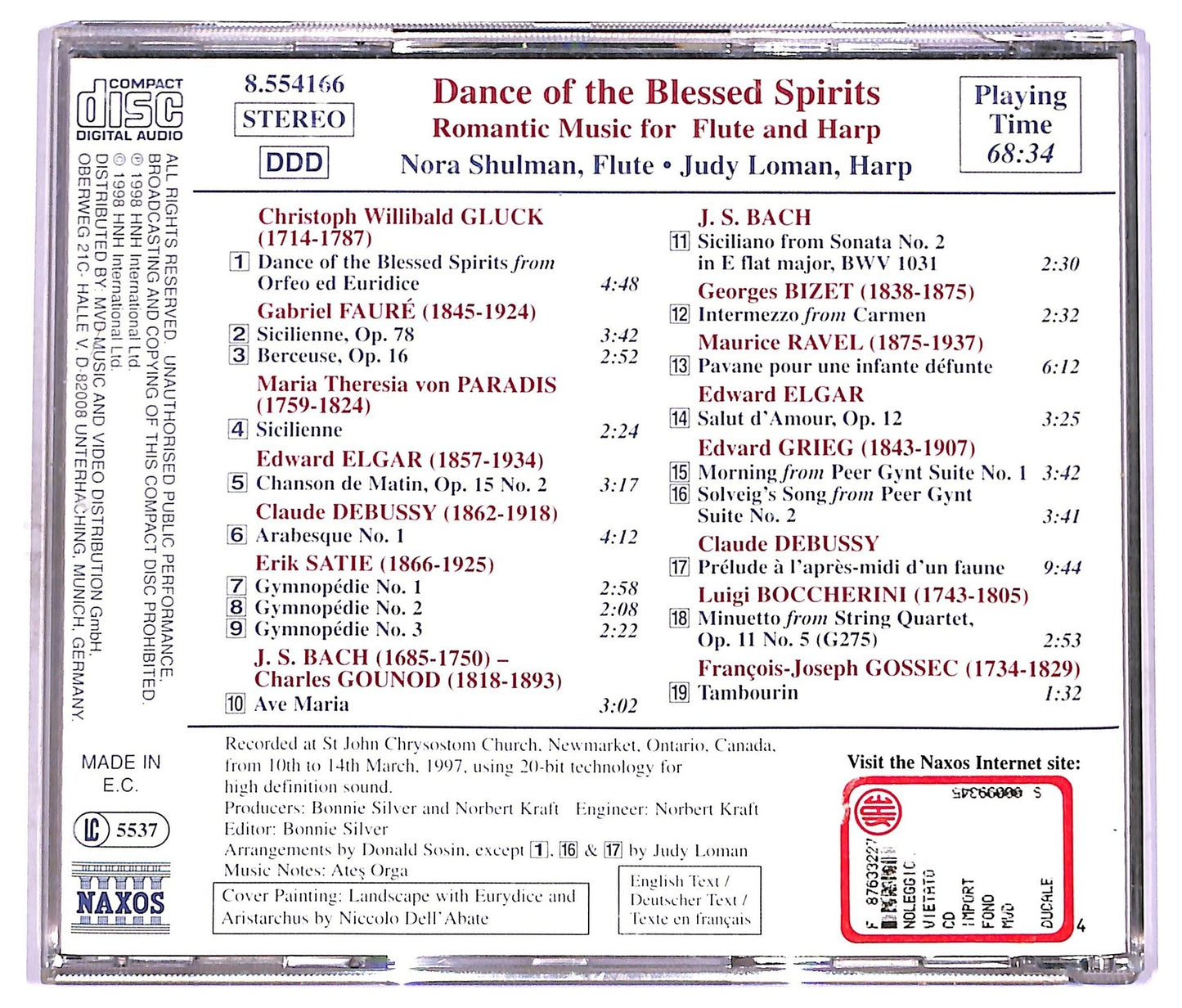EBOND Nora Shulman - Dance of the Blessed Spirits - Romantic Music for Flute and Harp CD CD078150